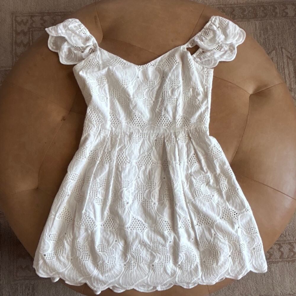 White Cotton Eyelet Babydoll Mini Dress Romantic Cottagecore 8 Steve Madden